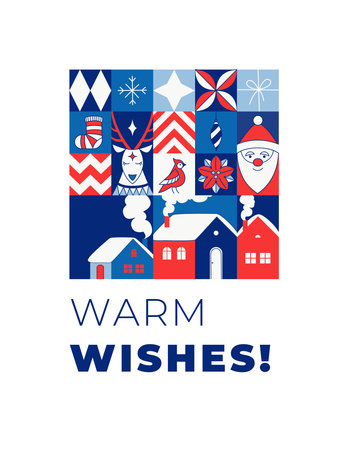 Happy Holidays Minimalist Christmas New Year Card. Modern Geometric Designのイラスト素材