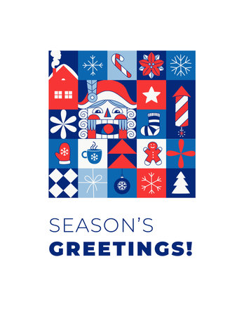 Happy Holidays Minimalist Christmas New Year Card. Modern Geometric Designのイラスト素材