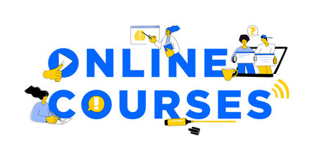 Online Courses and Digital Learning Bannerのイラスト素材