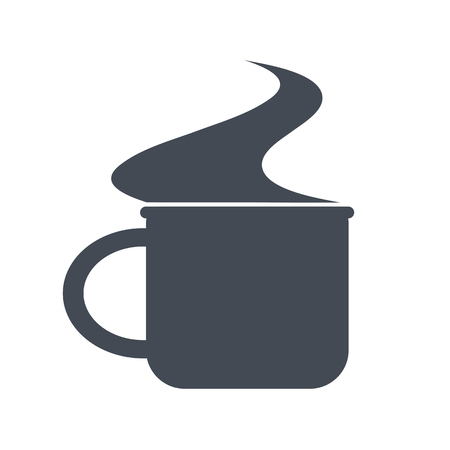 Monochrome mug with steam for camping, vector illustrationのイラスト素材