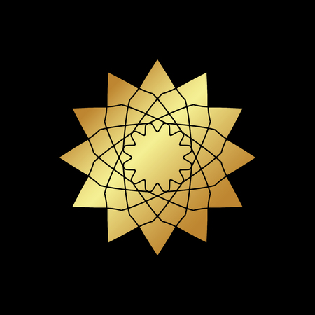 Circular geometric ornament on black background.のイラスト素材