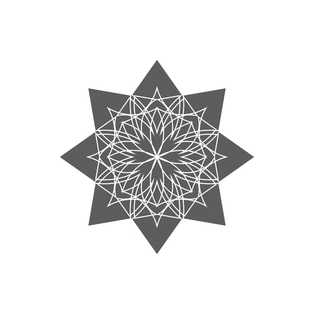 Circular geometrical ornament. Vector ornamental monochrome isolated figure, flower or religious emblem for your designのイラスト素材
