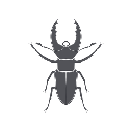 Monochrome emblem of deer beetle. isolated vector illustrationのイラスト素材