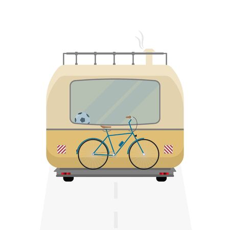 Camping bus. Back side of camping busのイラスト素材