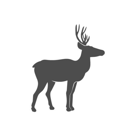 Deer badge. Monochrome isolated deer silhouette on white background. stock illustrationのイラスト素材