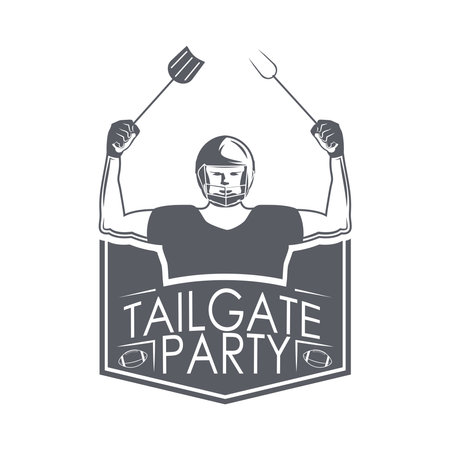 Rugby player badgetailgate party for event decorationのイラスト素材