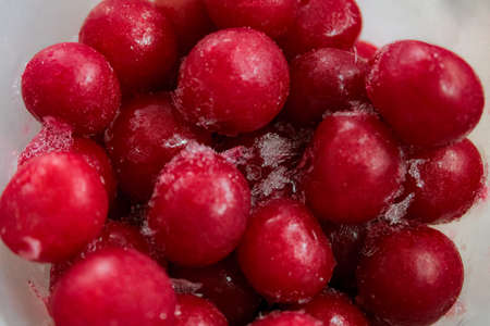 frozen cherry berriesの写真素材