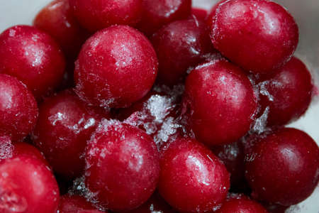 frozen cherry berriesの写真素材