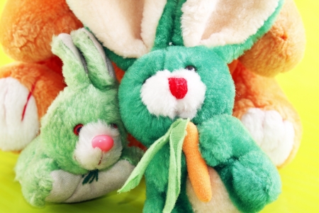 Three easter rabbits on greenの写真素材
