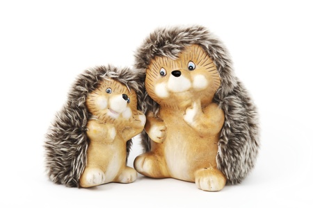a pair of hedgehog toysの写真素材