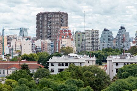 Cityscape of Palermo and Belgrano districts with apartment buildings in Buenos Aires, Argentina