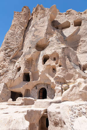 Unique fortress Ukhchisar. Large cave house in Cappadocia, Turkey.の写真素材