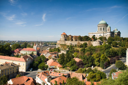 View of the Basilica of St. Adalbert in Esztergomの写真素材