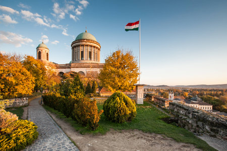 View of the Basilica of St. Adalbert in Esztergomの写真素材