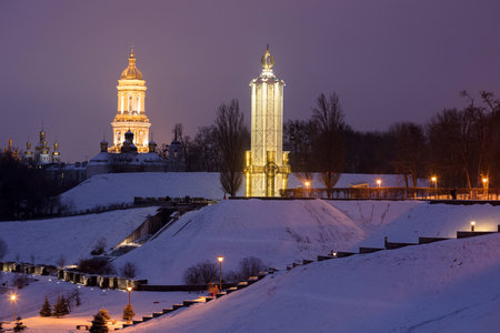 Bell tower in Kiev-Pechersk Lavraの写真素材