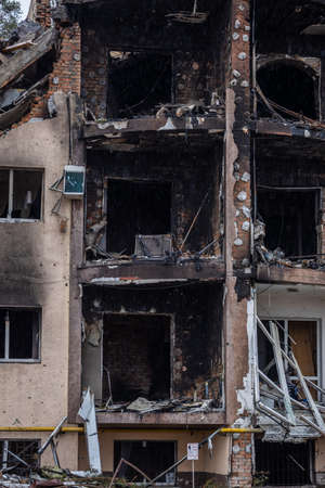 Irpin, Kyev region Ukraine - 04/09/2022: Cities of Ukraine after the Russian occupation. Destroyed...