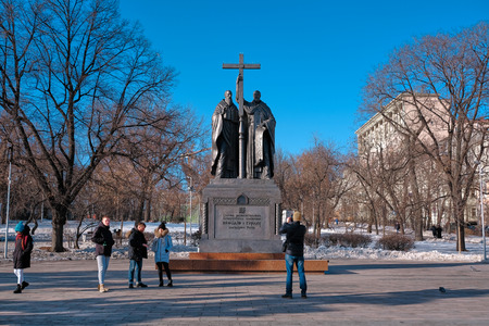 Moscow, Russia - Feb 19, 2019: Famous and historical places in centre of Moscow. Report from the streets of the center of Moscow.のeditorial素材