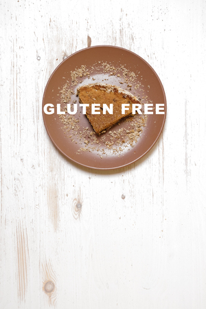 Gluten free cake on white wooden backgroundの写真素材