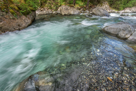 Rushing mountain river in the forestの写真素材
