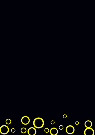 Yellow circles on a black background. Flying confetti. The contour of intersecting circles.のイラスト素材
