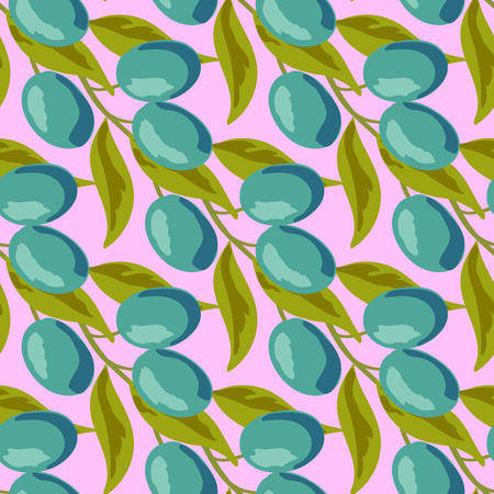 Blue plums with leaves patternのイラスト素材