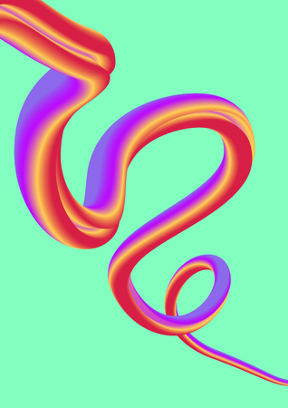 Music poster with pink 3d elements on a green background.のイラスト素材