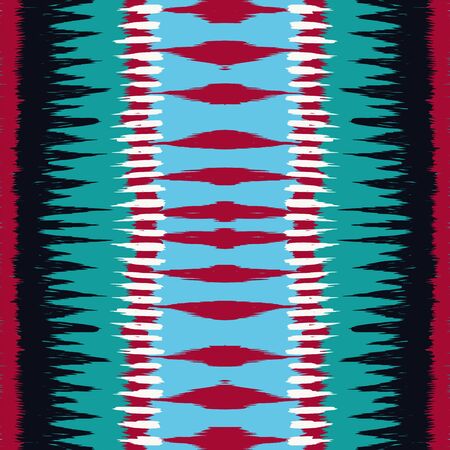 Red Shibori Vector Seamless Pattern. Maroon Graphic Tile Indonesian Background. Pink Carpet Elegant Ornament. Coral Chevron Watercolor Japan Wallpaper. Ethnic Fabric Textureのイラスト素材