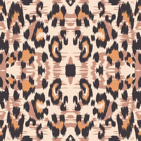 Burnt Jaguar Animal Vector Seamless Pattern. Coffee Drawing Panther Printed Tie Pattern. Burnt Carpet Grunge Painting Background. Ebony Leopard Fabric Design Graffiti.のイラスト素材