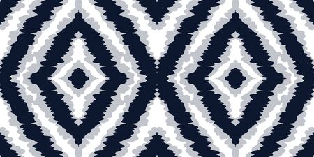 Marine Ikat Seamless Pattern. Uzbek Trendy Designのイラスト素材