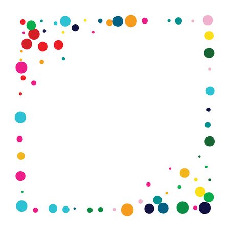 Color Top Confetti Texture. Rainbow Invitation Dot Background. FallingFestive Invitation. Fun Orange Texture.のイラスト素材