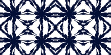 Blue Line Vector Seamless Pattern. Indigo Arabic Chevron Indian Print.  Tie Dye Handmade Background. Gloss Striped Textile Navajo Design. Ethnic Graphic Ornamentのイラスト素材