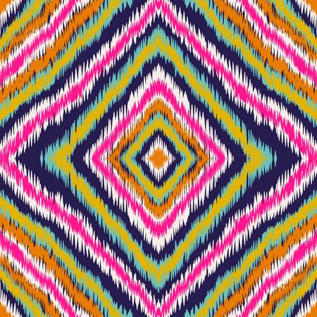 Indigo Geometric Batik Vector Seamless Pattern. Textile Shibori Japanese Background. Indonesian Retro Ornament. Blue Carpet African Vector Seamless Patternのイラスト素材