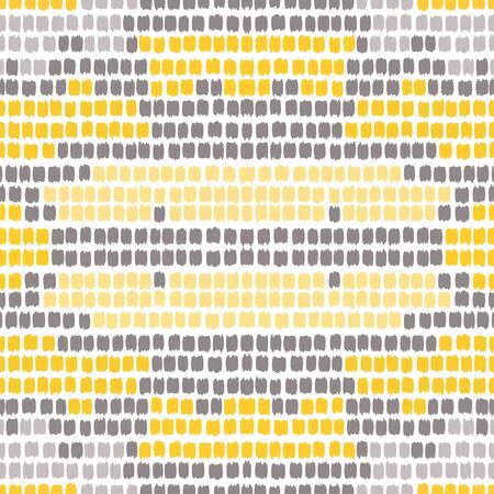 Yellow Tribal Arabic Vector Seamless Pattern. Handmade Tile Texture. Navajo Trendy Batik Ornament. Gray Boho Aztec Wallpaper.のイラスト素材