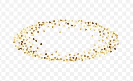 Golden Shiny Glitter Background. Isolated Polka Frame. Gradient Dot Celebration Template. Luxury Circle Illustration. Yellow Metallic Pattern.のイラスト素材