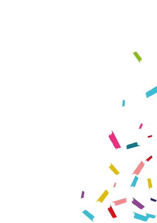 Rainbow Carnaval Rain Banner. Confetti Wallpaper. Shine Christmas Invitation. Color Effect Card.のイラスト素材