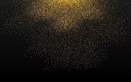 Golden Dust Light Black Background. Paper Rain Banner. Gold Round Golden Card. Confetti Transparent Backdrop.のイラスト素材