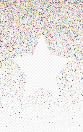 Magic Polka Effect Transparent Background. Colored Festival Dust Backdrop. Celebration Card. Colorful Flying Postcard.のイラスト素材