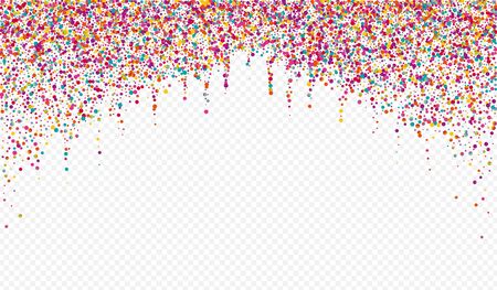 Multicolored Dot Transparent Transparent Background. Rainbow Top Rain Postcard. Happy Wallpaper. Holographic FallingFestive Pattern.のイラスト素材
