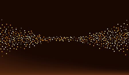 Golden Confetti Falling Brown Dark Background. Anniversary Dot Background. Gold Splash Light Card. Shine Shiny Backdrop.のイラスト素材