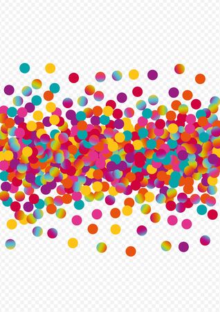 Gradient Confetti Top Transparent Background. Hologram FallingFestive Polka Postcard. Transparent Card. Unicorn Fun Illustration.のイラスト素材