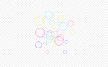 Rainbow Soap Bubble Isolated Transparent Background. Air Foam Wallpaper. Colored Liquid Soapy Background.のイラスト素材