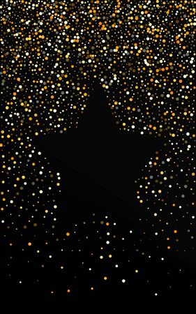 Yellow Shine Bright Black Background. Vector Confetti Postcard. Golden Glow Light Backdrop. Round Bridal Texture.のイラスト素材