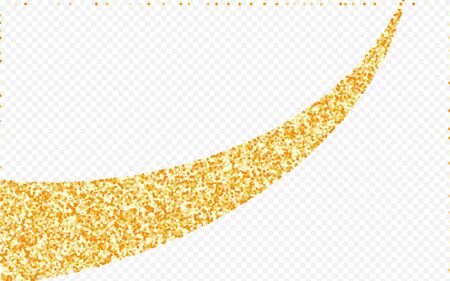 Gold Sparkle Art Transparent Background. Isolated Confetti Banner. Golden Round Festive Illustration. Dot Abstract Backdrop.のイラスト素材