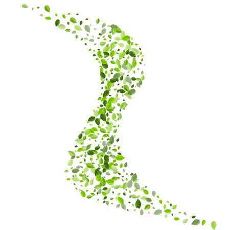 Swamp Foliage Fly Vector Concept. Swirl Leaves Illustration. Grassy Leaf Herbal Poster. Greens Flying Wallpaper.のイラスト素材
