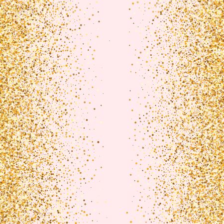 Gold Splash Vector Pink Background. Christmas Sparkle Illustration. Yellow Round Modern Background. Dust Bridal Banner.のイラスト素材