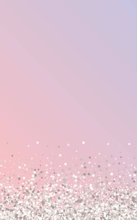 Silver Shine Happy Pink Background. Effect Rain Wallpaper. White Dust Bridal Pattern. Round Glamour Illustration.のイラスト素材