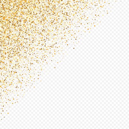 Yellow Rain Luxury Transparent Background. Falling Sparkle Card. Golden Splash Christmas Banner. Glow Paper Background.のイラスト素材