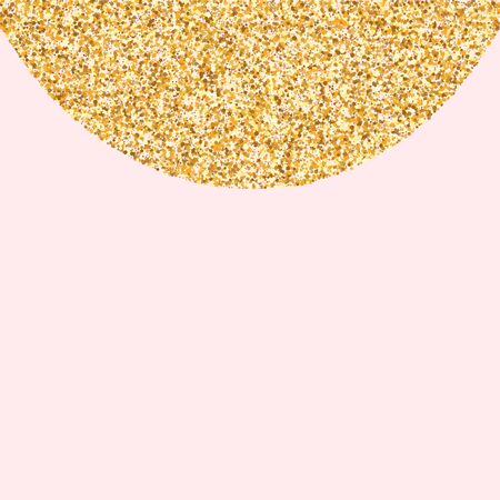 Golden Polka Isolated Pink Background. Falling Glow Backdrop. Gold Shine Modern Invitation. Sparkle Festive Design.のイラスト素材