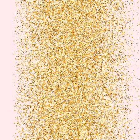 Golden Circle Glamour Pink Background. Happy Glow Invitation. Gold Sequin Transparent Postcard. Polka Rich Banner.のイラスト素材
