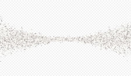 Silver Dust Vector Transparent Background. Happy Splash Postcard. White Shine Holiday Wallpaper. Rain Glamour Banner.のイラスト素材